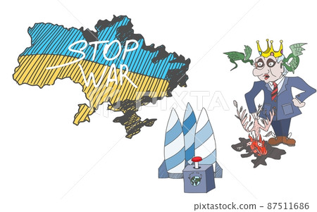Russian dictator attacked Ukraine. sketch vector new Russian dictator attacked Ukraine. sketch vector new 87511686