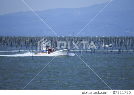 Nori boat returning to Ariake Sea, Omuta City, Nori boat returning to Ariake Sea, Omuta City, 87511730