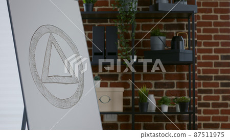 Close up of white board with aa meeting sign in office 87511975