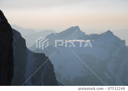 Mountain ranges seen from Mount Pilatus, Lucerne. 87512248