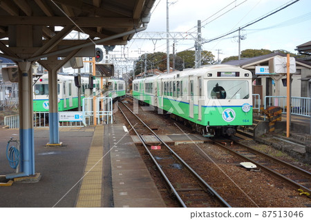 Yokkaichi Asunarou Railway Hinaga Station Crossing trains Yokkaichi Asunarou Railway Hinaga Station Crossing trains 87513046