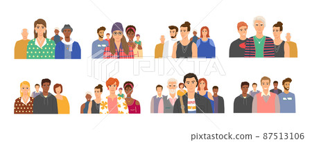 Multiethnic group of people standing together, community and togetherness concept diversity portrait Multiethnic group of people standing together, community and togetherness concept diversity portrait 87513106