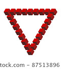 Penrose triangle made of red cubes vector illustration isolated on white 87513896