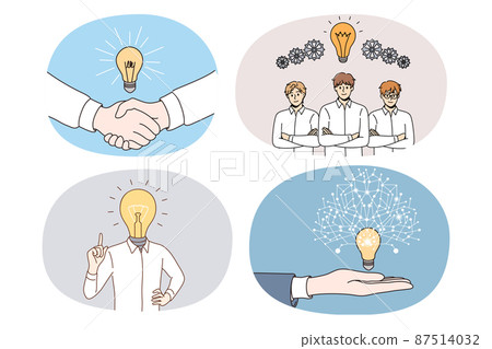 Set of businessmen generate business ideas  87514032
