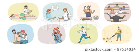 Set of diverse people jobs and occupations  87514034