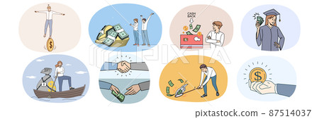 Set of diverse people excited with financial profit Set of diverse people excited with financial profit 87514037