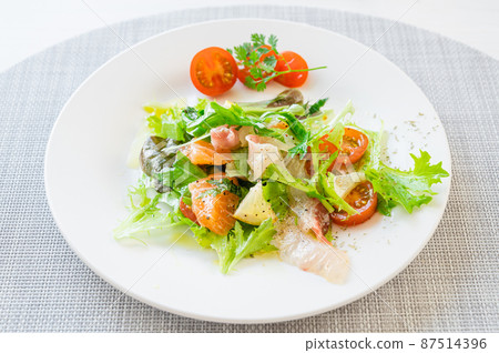 Raw salmon and sea bream carpaccio 87514396