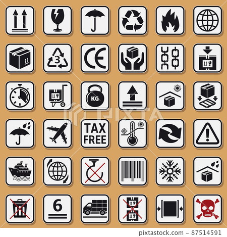 Set of packaging symbols 87514591