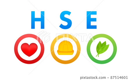 HSE - Health Safety Environment, Environmental Protection. Business circle. Vector stock illustration. 87514601
