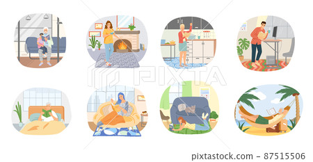 Reading people flat character set with books magazines literature isolated vector illustration 87515506