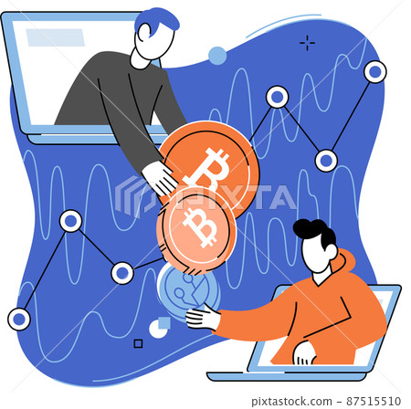 Crypto currency mining. Cryptocurrency concept with miners and coins. Blockchain transaction Crypto currency mining. Cryptocurrency concept with miners and coins. Blockchain transaction 87515510