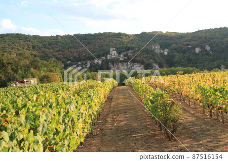 France's beautiful village Saint-Cirq-Lapopie 87516154