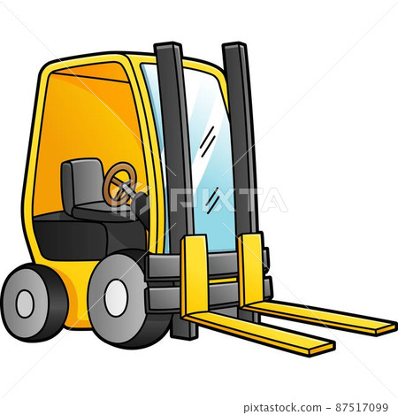 Forklift Cartoon Clipart Colored Illustration 87517099