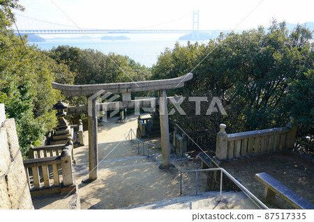 Torii of Shimotsui Gion Shrine and Shimotsui Seto Ohashi 12 Kurashiki City, Okayama Prefecture 87517335