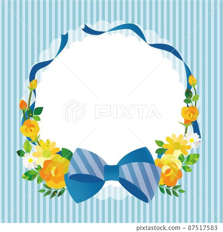 Ribbon and yellow rose circular frame Father's Day 87517583