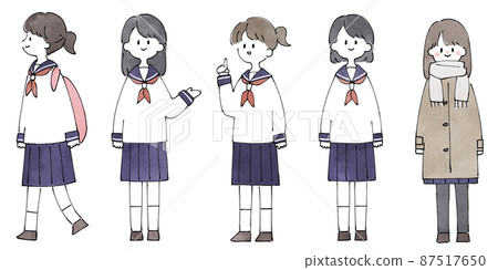 Person illustration set_high school girl Person illustration set_high school girl 87517650