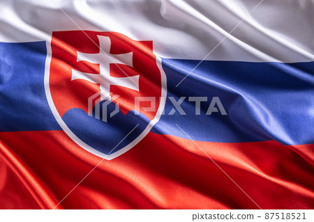 Waving flag of Slovakia. National symbol of country and state 87518521