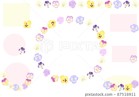 水彩三色堇框圈 87518911