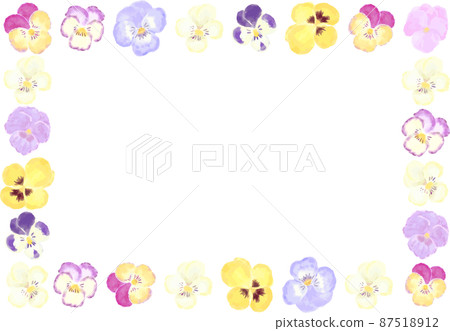 Watercolor pansy frame box 87518912