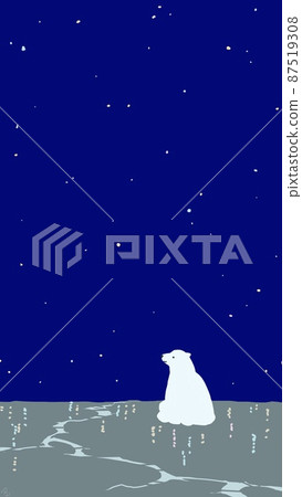 一頭北極熊在北極冰面上仰望星空 一頭北極熊在北極冰面上仰望星空 87519308