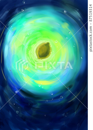 Lemon simmering on the dark blue water Lemon simmering on the dark blue water 87519314
