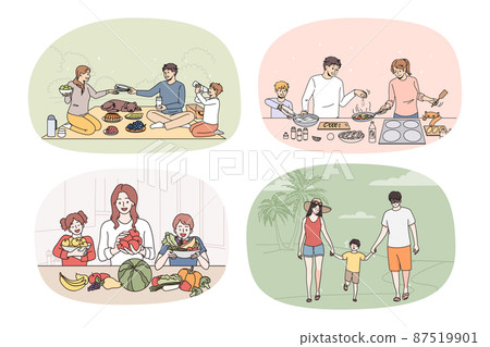 Bundle of happy loving family with kids relaxing Bundle of happy loving family with kids relaxing 87519901