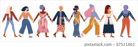 Diverse Group of Women Holding Hands Banner 87521802