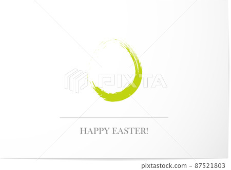 Easter greeting card in simple clean minimalist style. Green easter egg on white background. 87521803