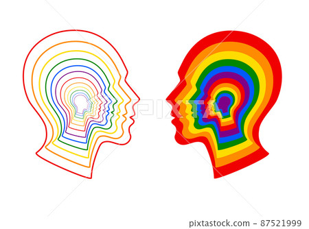Rainbow heads, LGBT concept, vector set Rainbow heads, LGBT concept, vector set 87521999