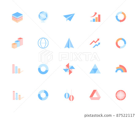 與演示相關的統計數據和圖表的可視化平面圖標 87522117