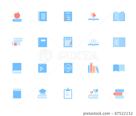 共同學習、學習和教育工具的平面圖標 87522132