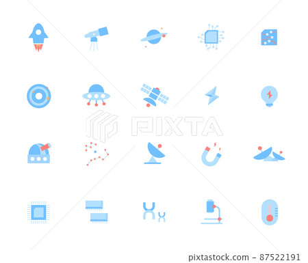 Education flat icons related to science and technology Education flat icons related to science and technology 87522191