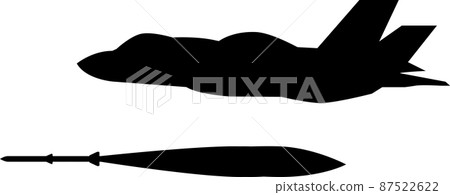 戰鬥機導彈轟炸剪影空襲恐怖主義爆炸戰爭插圖素材 87522622