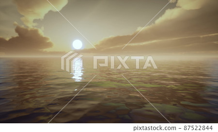 twilight sky in colorful bright sunlight reflects off on the water surface 87522844