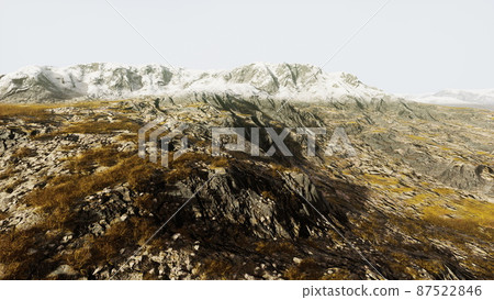 lanscape with barren mountain which is covered with ice lanscape with barren mountain which is covered with ice 87522846