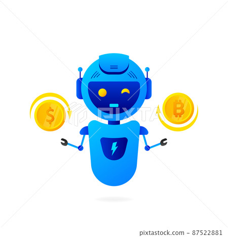 Flat bot banner. Financial investment trade. Artificial intelligence. Mobile stock trading concept 87522881