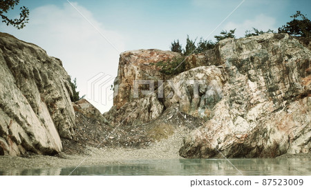 Sea and steep rugged cliffs Sea and steep rugged cliffs 87523009