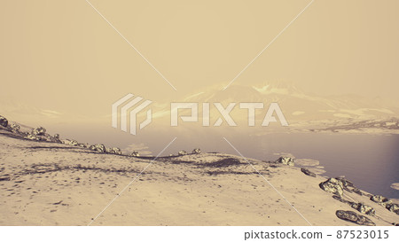 coastline of Antarctica with stones and ice coastline of Antarctica with stones and ice 87523015