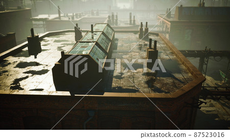 ruins of a very heavily polluted industrial factory 87523016