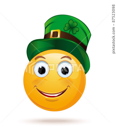 Smiling vector emoticon with a leprechaun hat Smiling vector emoticon with a leprechaun hat 87523098