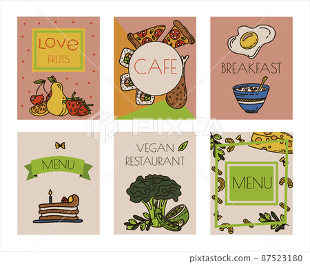 Vector Food Doodle banners. Hand Made Line Art cards. Menu Restaurant. Sketch illustration of healthy food. Logotype Symbol Design Vector Food Doodle banners. Hand Made Line Art cards. Menu Restaurant. Sketch illustration of healthy food. Logotype Symbol Design 87523180