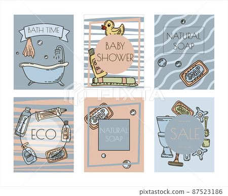 Bath doodle vector illustration. Hand draw banners of home bathroom hygiene accessories. Sketch icons for hotels, plumbing and cosmetics stores Bath doodle vector illustration. Hand draw banners of home bathroom hygiene accessories. Sketch icons for hotels, plumbing and cosmetics stores 87523186