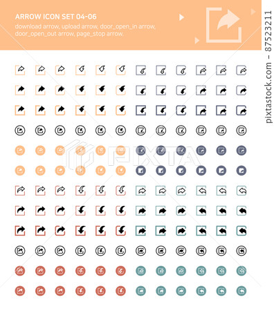 Arrow icons for download, upload, access, add and subtract Arrow icons for download, upload, access, add and subtract 87523211