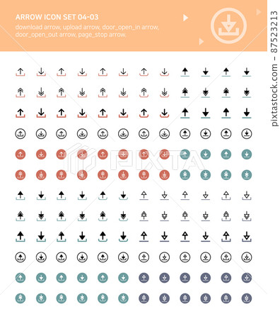 Arrow icons for download, upload, access, add and subtract 87523213