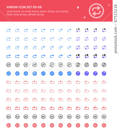 Arrow icons related to cycle and direction 87523216