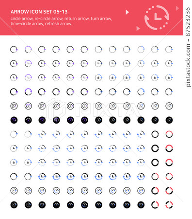 Arrow icons related to cycle and direction 87523236