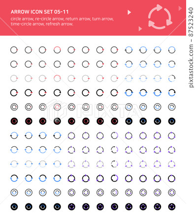 Arrow icons related to cycle and direction 87523240