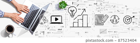 Content marketing concept with person using a laptop 87523404