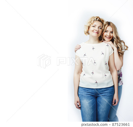mother with daughter together posing happy smiling isolated on white background with copyspace, lifestyle people concept mother with daughter together posing happy smiling isolated on white background with copyspace, lifestyle people concept 87523661
