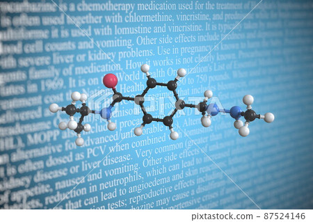 Molecular model of procarbazine, 3D rendering 87524146